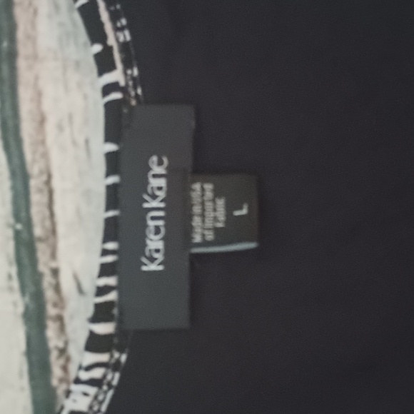 Karen Kane Black White Abstract Pint Long Sleeve A Line Dress L - Picture 2 of 7